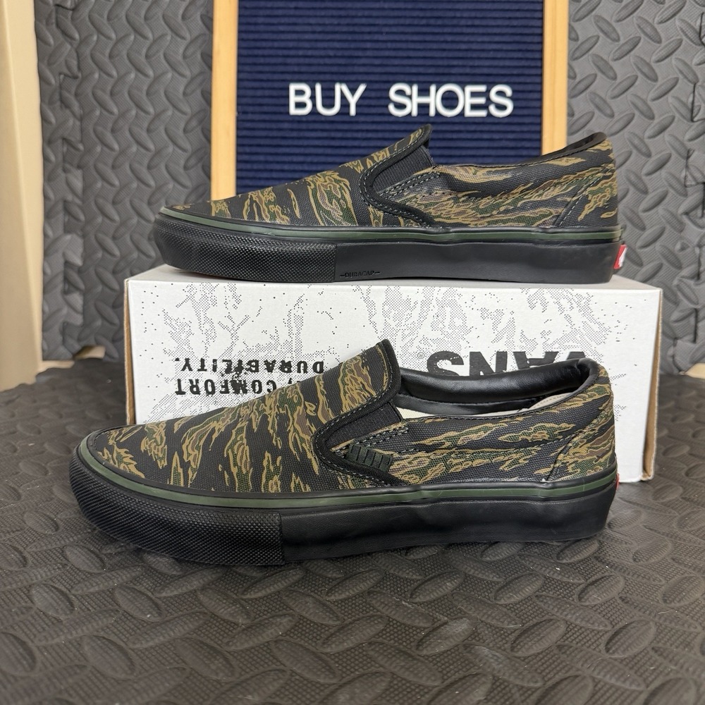 Vans Skate Slip-On Tiger Camo Sneakers Shoes Men's Size 8.5